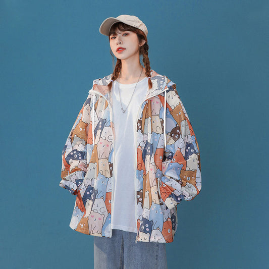 FULL OF BEAR PRINT SUNSCREEN HOODIE UB2796