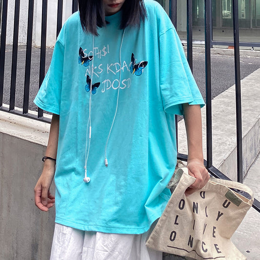 "THREE BUTTERFLIES PRINT" T-SHIRT N072314