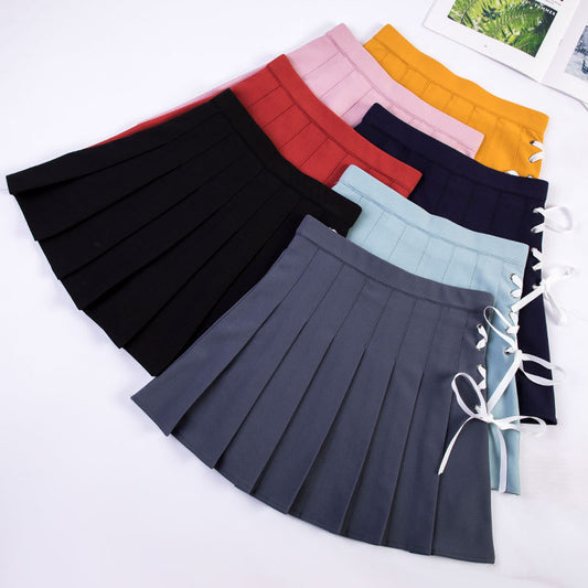 "8 COLORS CROSS TIE BOW PLEATED" SKIRT UB2375