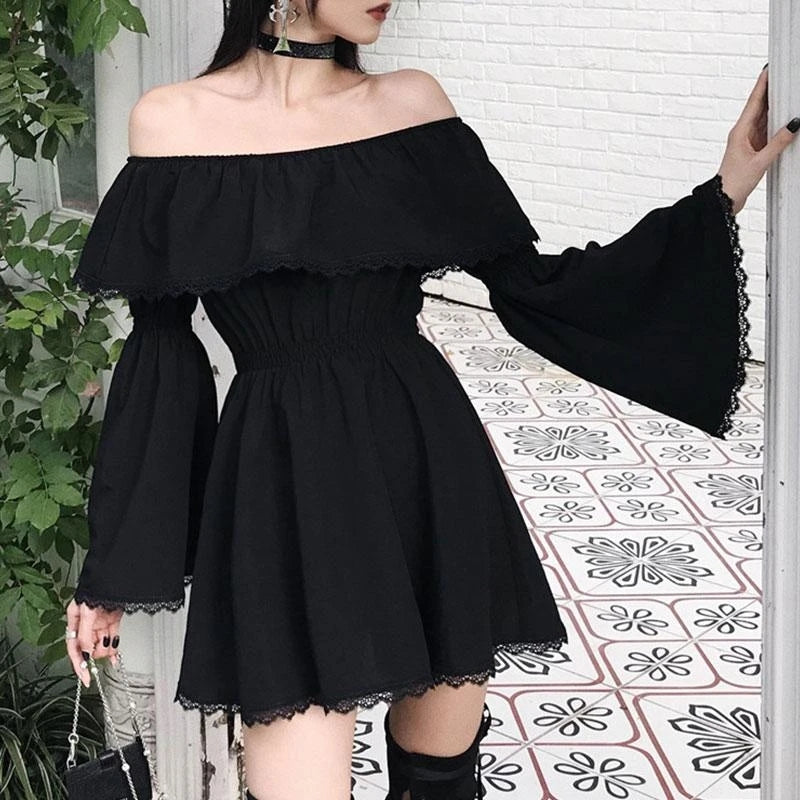 [@asiamiryam] "Lace Ruffle Off The Shoulder" Dress N110403