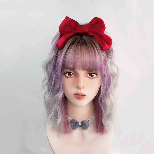 "PURPLE SILVER GRAY SHORT STRAIGHT" WIG N022107