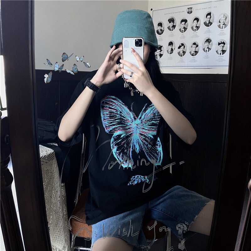 [@al.osgard] "BLUE BUTTERFLY PRINT" T-SHIRT UB2403