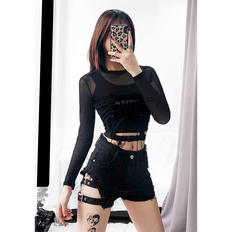 [@kyladrewatla] “HOLLOW RIPPED” JEANS SHORTS W031802REVIEW