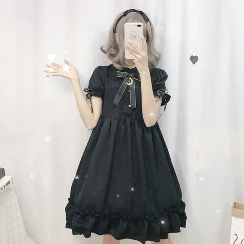 "BLACK CUTE MOON BOWKNOT" DRESS N050603