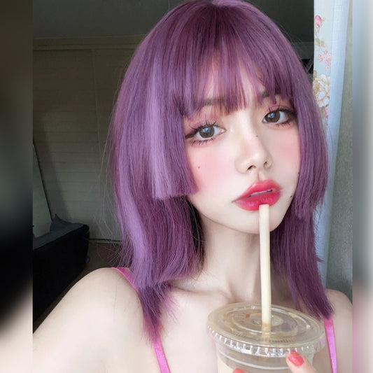 "BANGS PURPLE IRREGULAR SHORT STRAIGHT" WIG UB2462