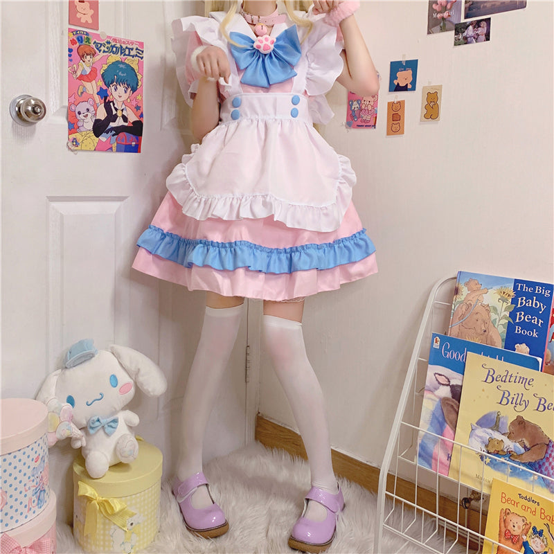 LOLITA CAT PAW BOW PINK BLUE MAID
