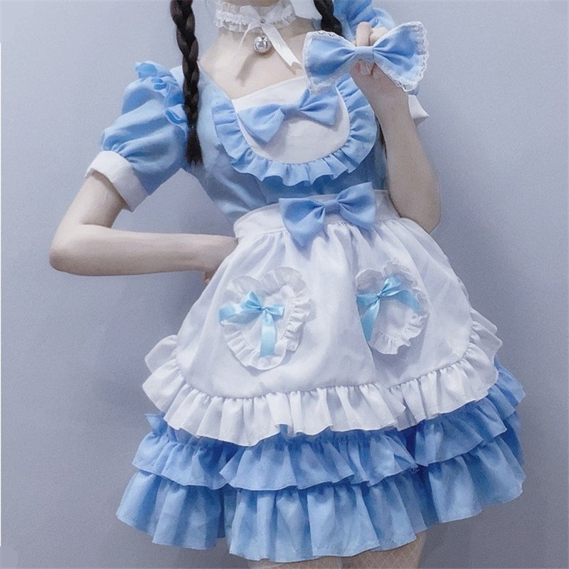 "LOLITA BLUE CUTE LACE BOWKNOT MAID" OUTFIT N050802