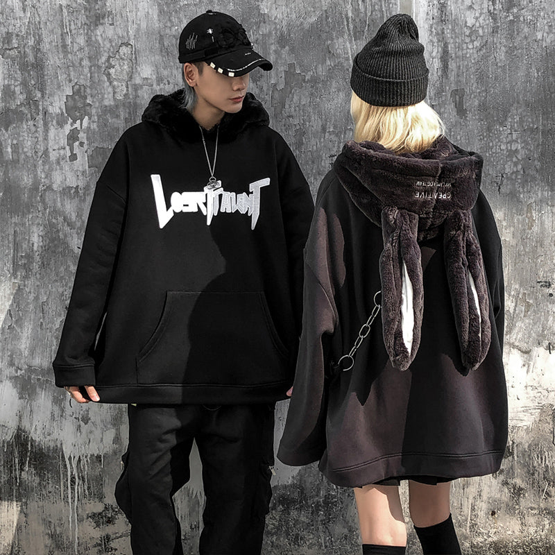 [@grunge_xx] DARK BUNNY EARS HOODIE UB2653