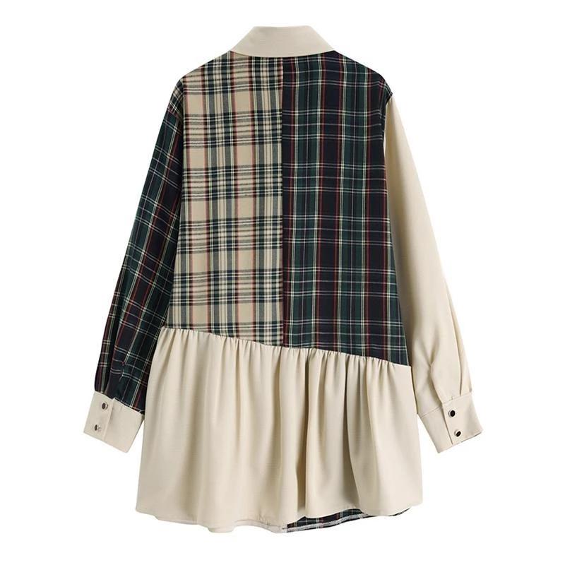 [@im_hae_] "VINTAGE MIXED PLAID SHIRT" DRESS N102006