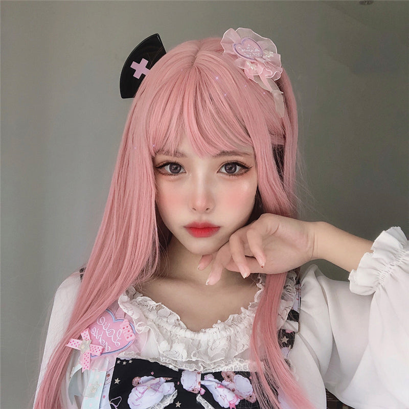 [@jm_yoon93] "LOLITA PEACH PINK LONG STRAIGHT" WIG N022012