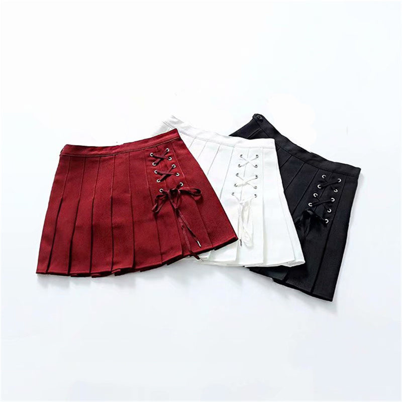 "PURE COLOR TIE PLEATED" SKIRT N102805