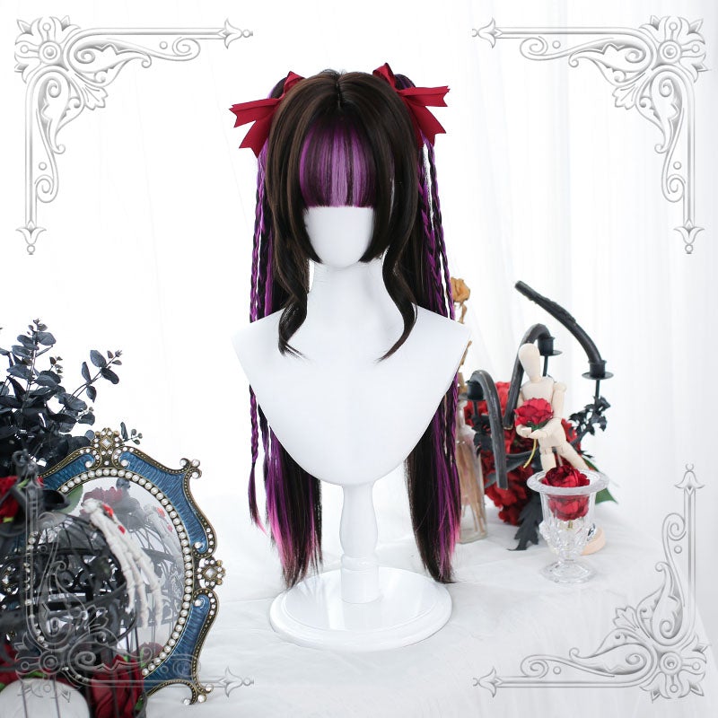 LOLITA BLACK PURPLE PONYTAIL STRAIGHT WIG UB2809