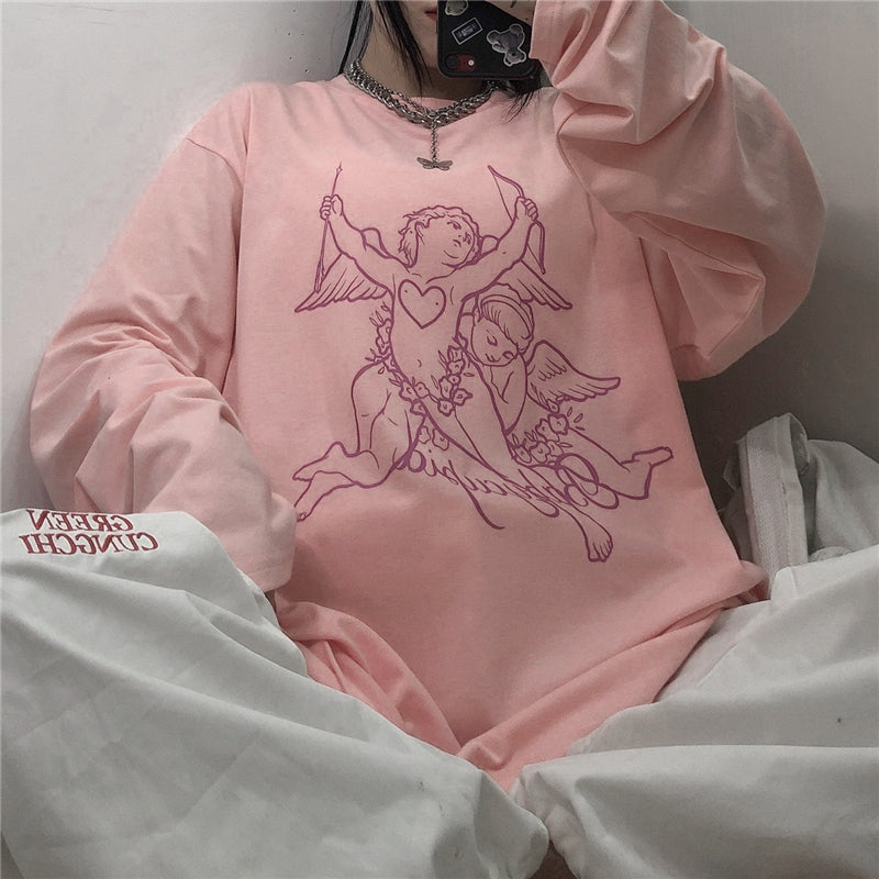"ANGEL PRINT LONG SLEEVE" T-SHIRT N030305