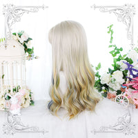 "YELLOW BLUE HIGHLIGHT LONG CURLY" WIG N052702