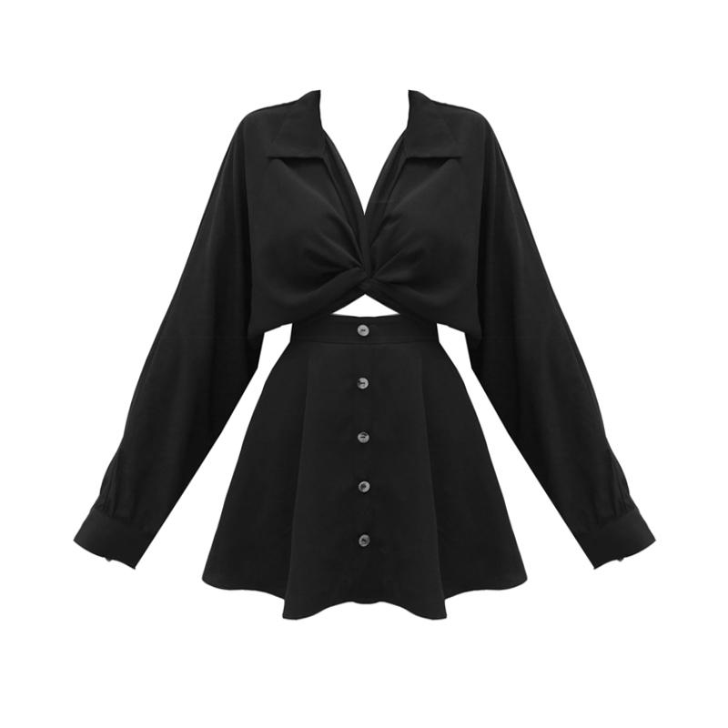 [@_chibikaty] "BLACK TWISTED SHIRT" DRESS N102807