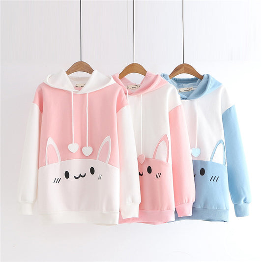 CUTE PINK BLUE BUNNY EARS HOODIE UB2651