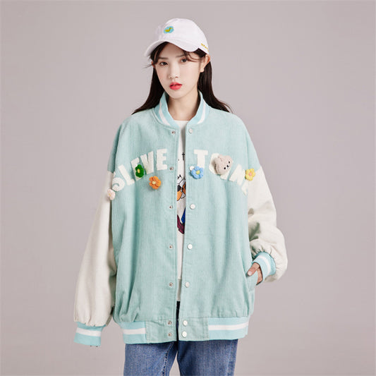 CUTE LIGHT GREEN CORDUROY CARDIGAN UB2799