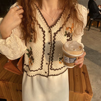 "LACE EMBROIDERED FLOWERS LONG SLEEVED" SHIRT N032203