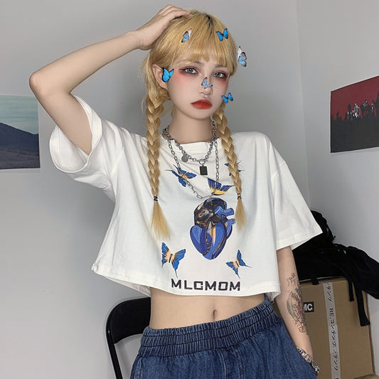 "BUTTERFLY PRINT" CROP TOP N072301