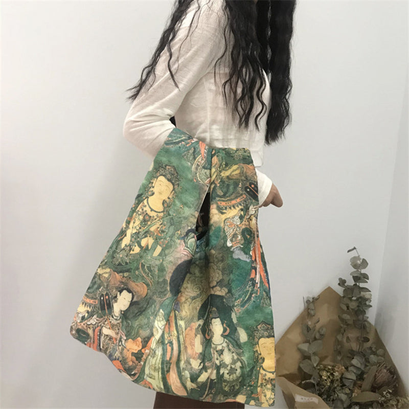 "GREEN BUDDHA PRINT CANVAS" BAG UB2429