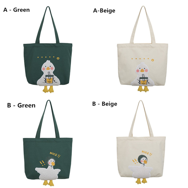 CUTE DUCK EMBROIDERED CANVAS BAG UB2613