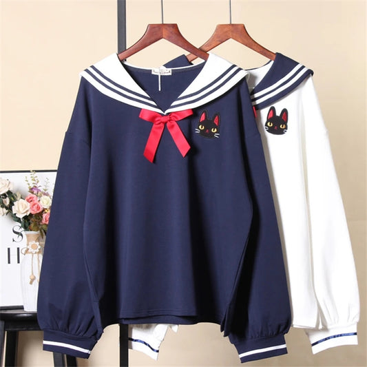 "CUTE CAT NAVY" SWEATSHIRT N101605