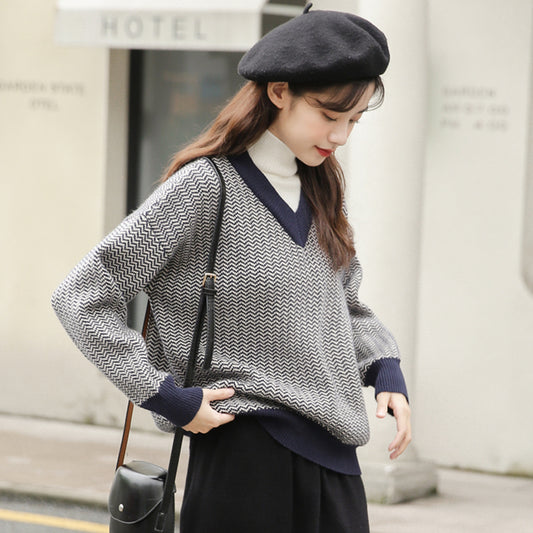 "HALF HIGH COLLAR FAKE TWO-PIECE" SWEATER N111611