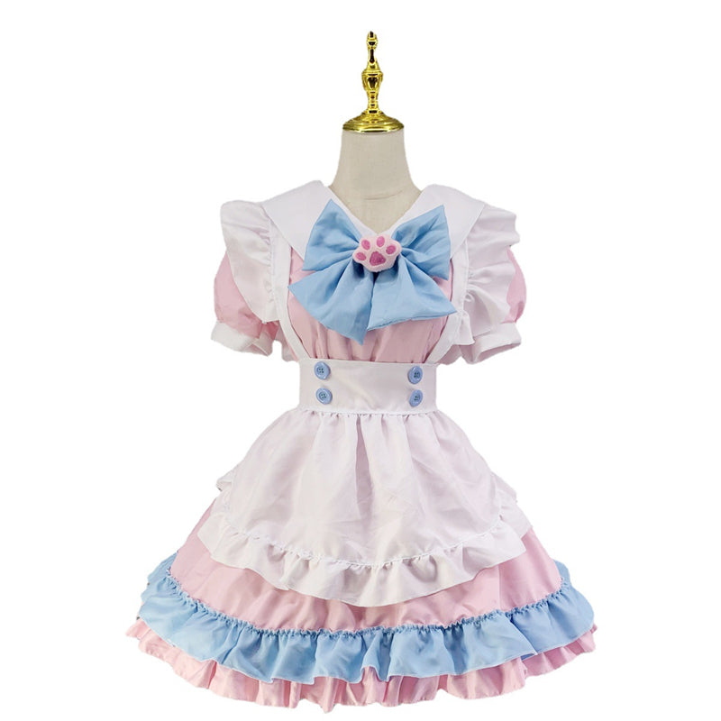 "LOLITA CAT PAW BOW PINK BLUE MAID" OUTFIT DRESS N022406