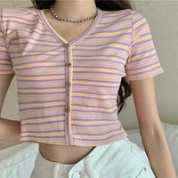 "FOUR PASTEL STRIPED KNITTED" T-SHIRTS N042407