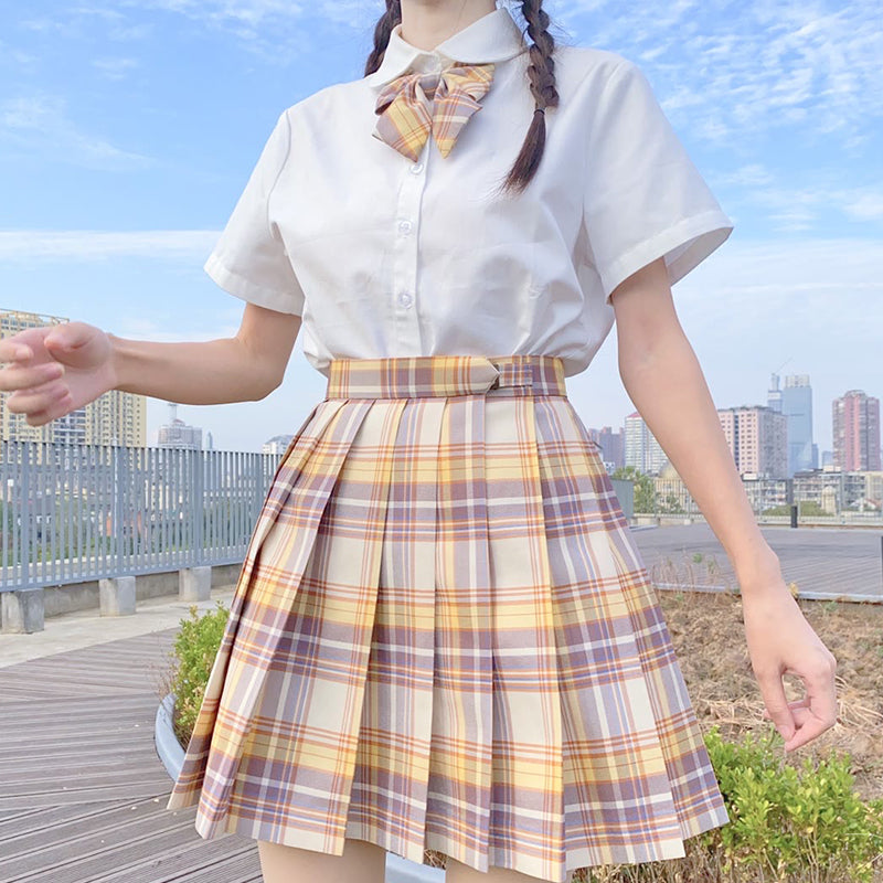 "JK YELLOW KHAKI PLAID" SKIRT N051905