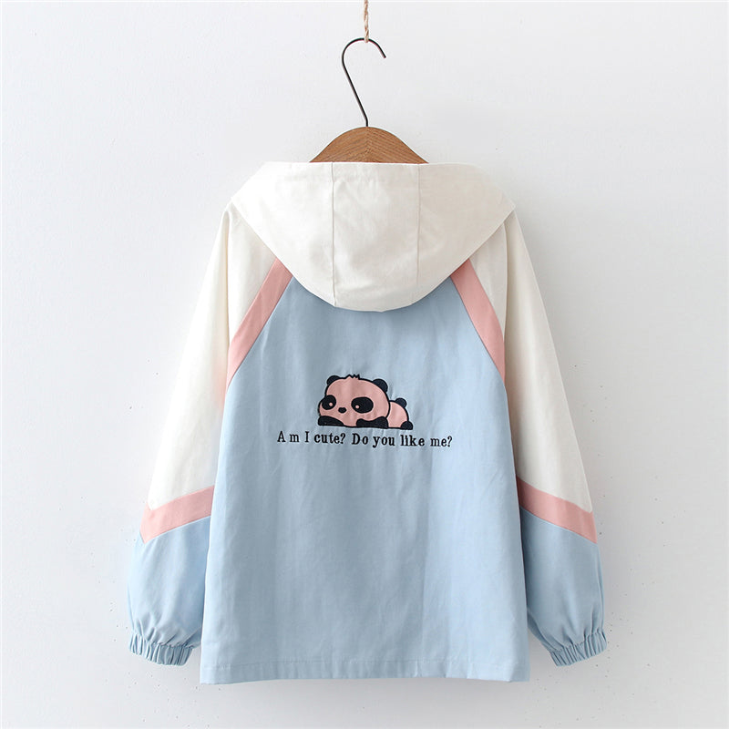 CUTE PANDA EMBROIDERED HOODED JACKET UB2791