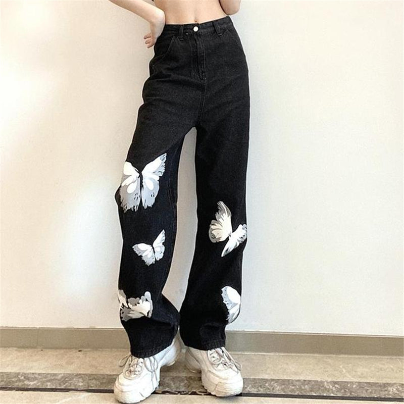 "BLACK BUTTERFLY PRINT" JEANS UB2360