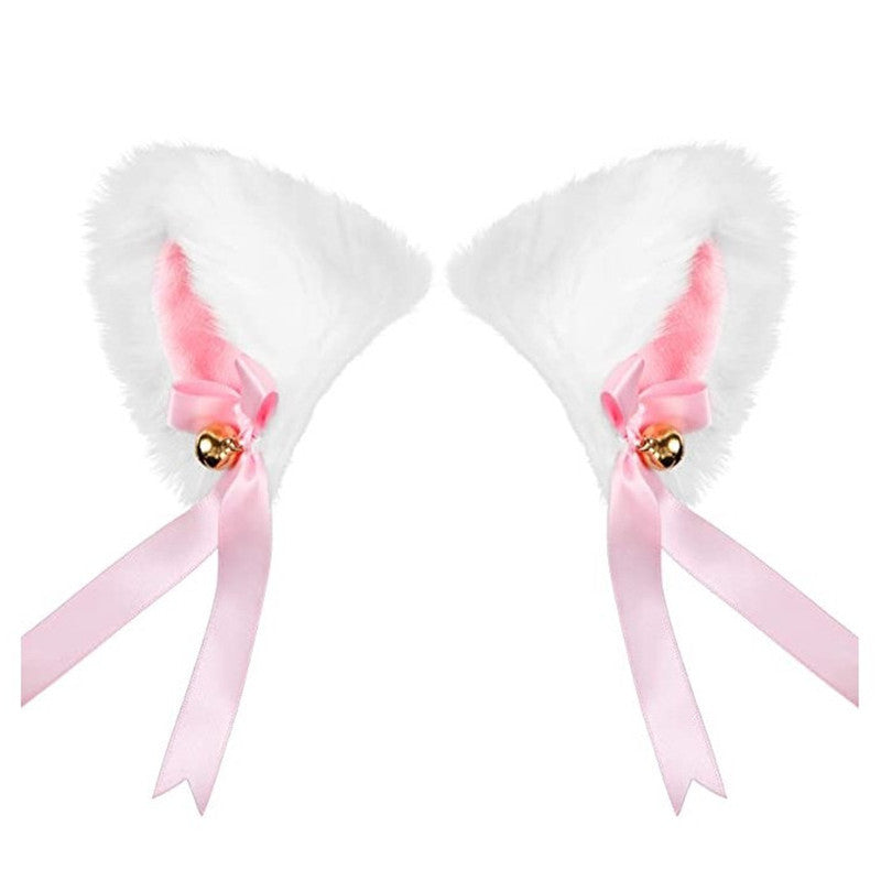 PLUSH BELL BOW CAT EAR HAIRPIN UB2560