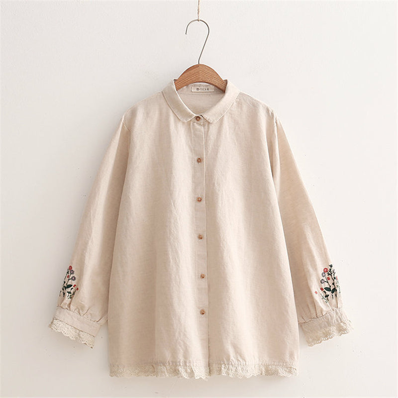 "SIMPLE LACE EMBROIDERED" SHIRT N040705