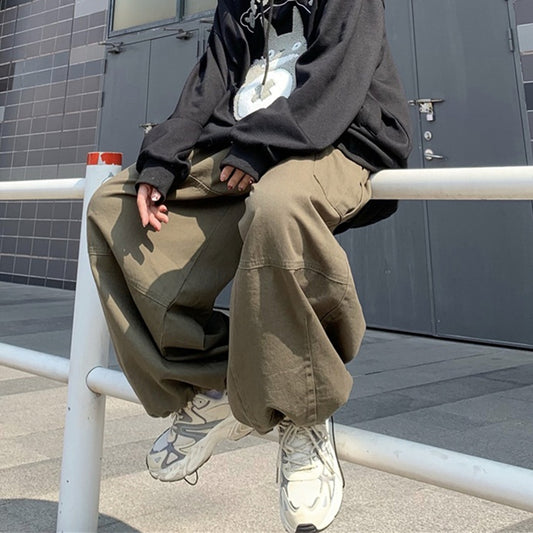 RETRO LOOSE DRAWSTRING CARGO PANTS UB2644