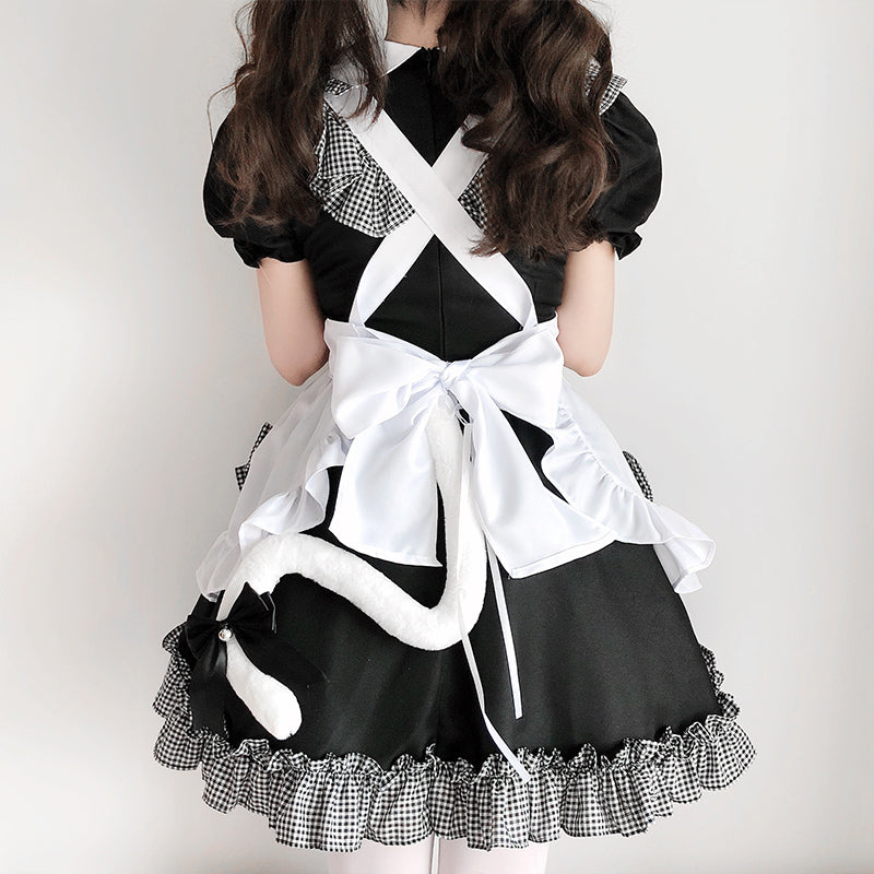 "CUTE PLAID LACE MAID" OUTFIT N010801