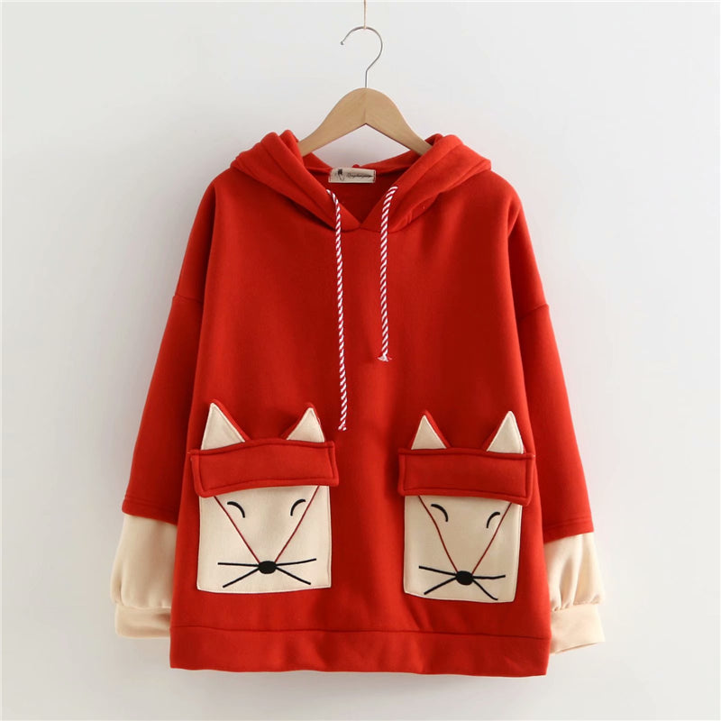 "LITTLE FOX EMBROIDERED" SWEATSHIRT HOODIE N092401