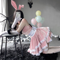 PINK CUTE LACE VELVET BUNNY OUTFIT UB2773