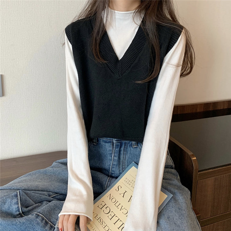 "6 COLORS "VEST + KNITTED SHIRT" TWO-PIECE SUIT N092306