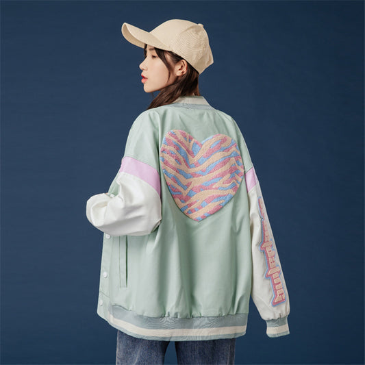 GREEN PLUSH LOVE STITCHING JACKET UB2798