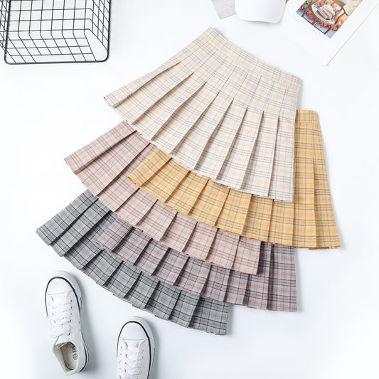 "LIGHT COLOR PLAID PLEATED" SKIRT N102804