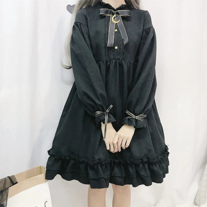 "BLACK CUTE MOON BOWKNOT" DRESS N050603