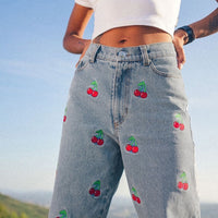 "CHERRY EMBROIDERED" TROUSERS N092605