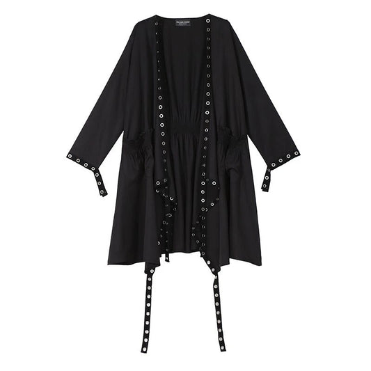 HARAJUKU BLACK METAL CIRCLE IRREGULAR CARDIGAN UB2473