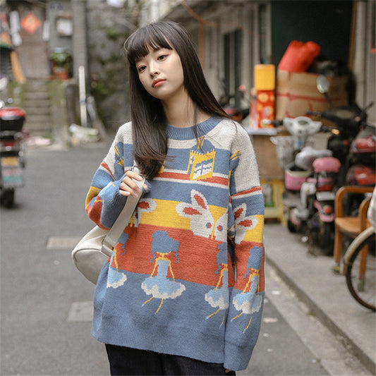 "CARTOON PRINT PULLOVER" SWEATER N111803