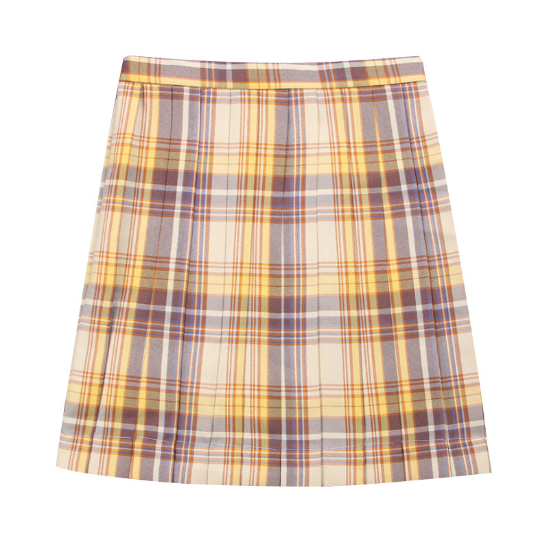 "JK YELLOW KHAKI PLAID" SKIRT N051905