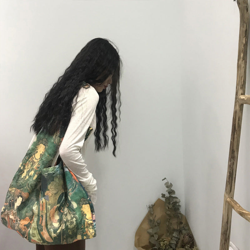 "GREEN BUDDHA PRINT CANVAS" BAG UB2429