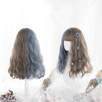 "HALF BLUE HALF BROWN LONG CURLY HAIR" WIG H081201