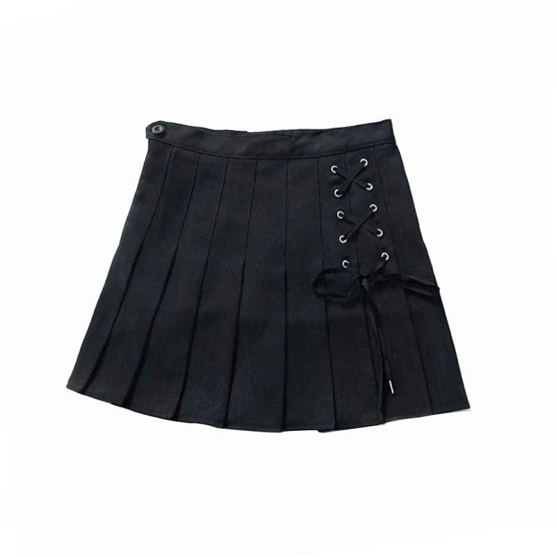 [@cooper_is_dead] "PURE COLOR TIE PLEATED" SKIRT N102805