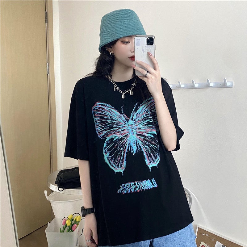 [@al.osgard] "BLUE BUTTERFLY PRINT" T-SHIRT UB2403